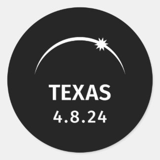 4.8.24 Solar Eclipse Texas Runder Aufkleber