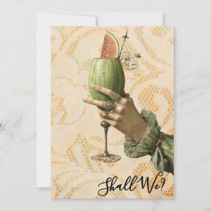 *~*  4 A101  Verzierter Cocktail FOTO JUNGGESELLIN Einladung