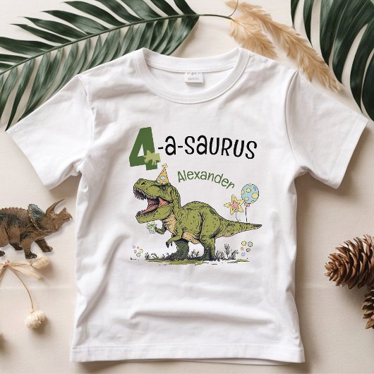 4-a-saurus Niedlicher Dinosaurier Name 4. Geburtst Kleinkind T-shirt