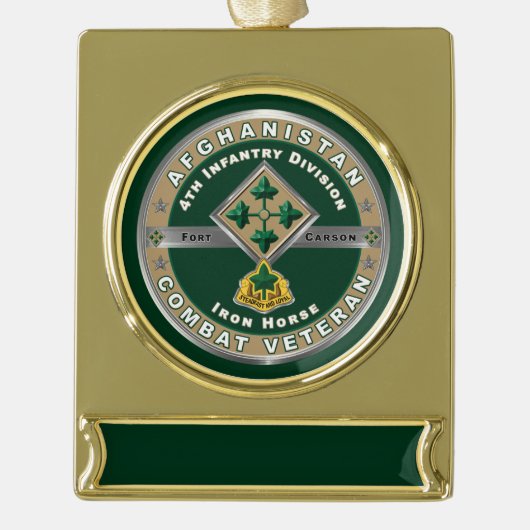4. Abteilung Infanterie Afghanistan Veteran Banner-Ornament Gold (Vorderseite)