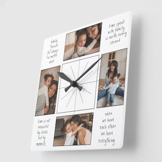 4 Anführungszeichen zur Familienzusammenführung Quadratische Wanduhr (Winkel)