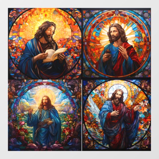 4 Atemberaubende Bilder von Jesus Window Cling Fensteraufkleber (Blatt)