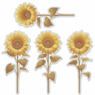 4 Aufkleber für Sonnenblumen