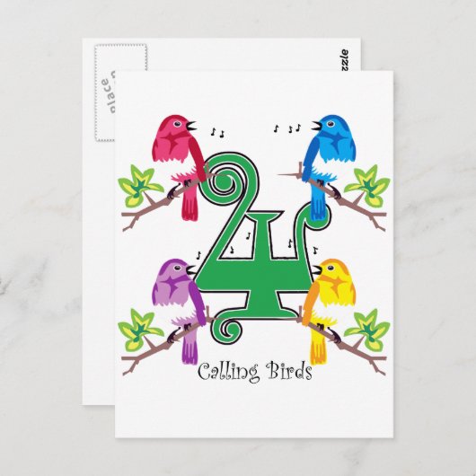 4 Aufruf von Vögeln Postkarte (Vorne/Hinten)