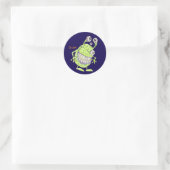 4-äugiges grünes Alien-Monster Runder Aufkleber (Tasche)