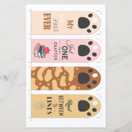 4 ausgeschnittene Niedliche Paw-Lesezeichen mit An