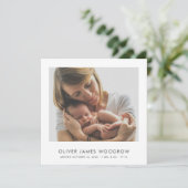 4 Baby Fotos Collage Birth Ankündigung (Stehend Vorderseite)