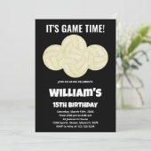 4 Balls Black Volleyball Einladungen zum Geburtsta (Stehend Vorderseite)