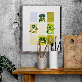 4 Beautiful Black Ladys Artisic Grunge Stil Poster