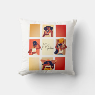 4 Beautiful Black Ladys Boho Chic Art Name Kissen