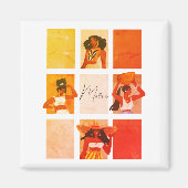4 Beautiful Black Ladys Boho Chic Art Name Magnet (Vorne)