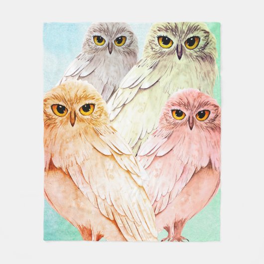 4 Beautiful Owls Fleece Blanket (Vorderseite)