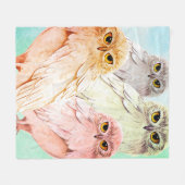 4 Beautiful Owls Fleece Blanket (Vorderseite (Horizontal))
