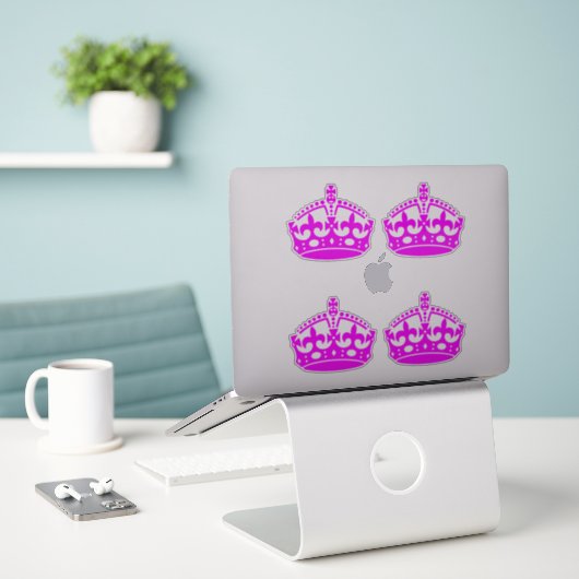 4 Behalten Calm Crown Pink Fuchsia Aufkleber (Laptop auf Schreibtisch)