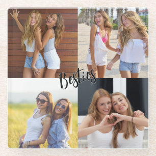 4 Benutzerdefinierte Foto-Beste-Freundinnen-Beste- Glasuntersetzer