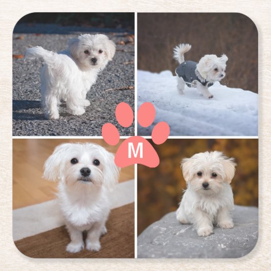 4 Benutzerdefiniertes Foto für Haustiere Rosa Paar Rechteckiger Pappuntersetzer (Vorderseite)