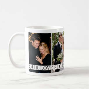 4 besondere Paarfotos/Familienfotos & lange Nachri Kaffeetasse