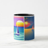 4 Bilder Segelboot Sonnenuntergang Entspannungssze Tasse (Zentrum)