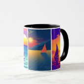 4 Bilder Segelboot Sonnenuntergang Entspannungssze Tasse (VorderseiteRechts)