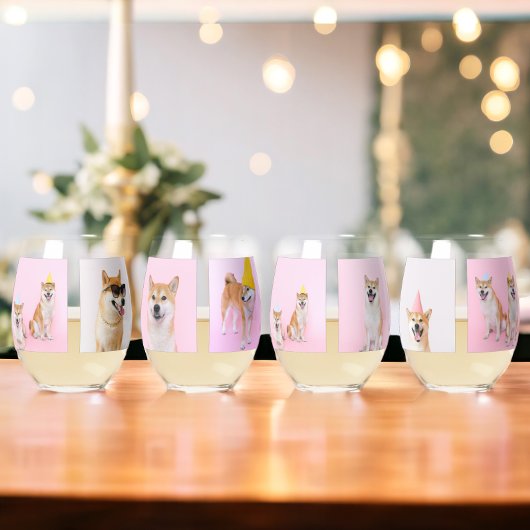 4 bis 16 FotoCollage Personalisiert Weinglas Ohne Stiel