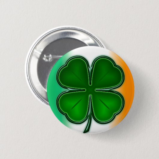 4 Blatt-Klee mit Farbknopf Button (Vorne & Hinten)