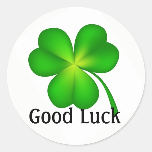 4 Blatt Klee, Viel Glück! Runder Aufkleber (Vorderseite)