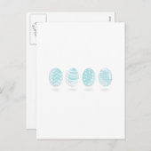 4 blaue gemusterte Ostereier Feiertagspostkarte (Vorne/Hinten)