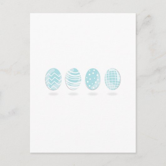 4 blaue gemusterte Ostereier Feiertagspostkarte (Vorderseite)