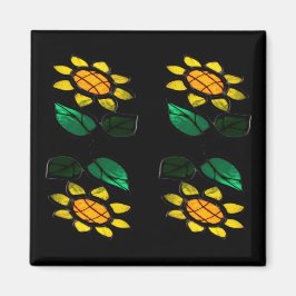 4 Blume Festgelegtes Glas Square Magnet
