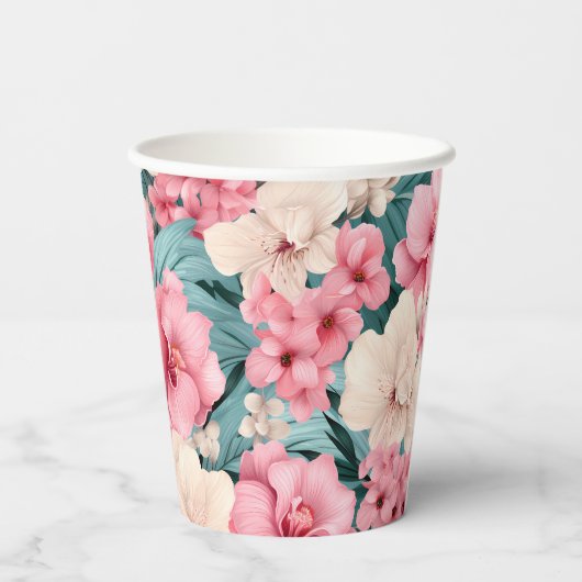 4 Blumenmuster Pappbecher (Rückseite)