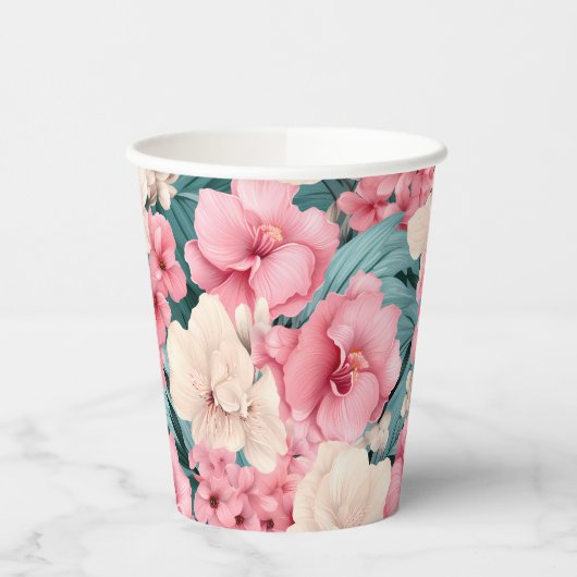 4 Blumenmuster Pappbecher (Links)