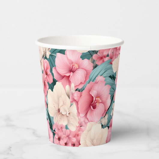 4 Blumenmuster Pappbecher (Rechts)