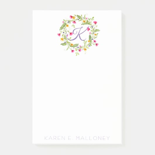 4"" BLUMEWREATH DER ANMERKUNGS-x6 u. CUSTUME Post-it Klebezettel (Vorderseite)