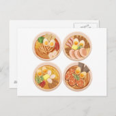 4 Bowls Ramen Postcard Postkarte (Vorne/Hinten)