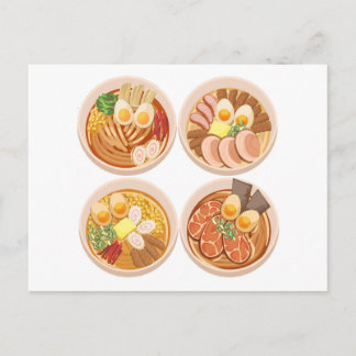 4 Bowls Ramen Postcard Postkarte