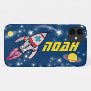 4 Buchstaben mit dem Namen "Space Rakete" blau gel Case-Mate iPhone Hülle