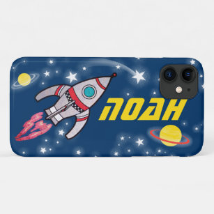 4 Buchstaben mit dem Namen "Space Rakete" blau gel Case-Mate iPhone Hülle