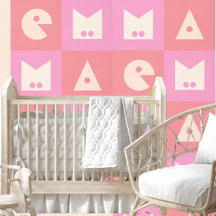 4 Buchstaben Name des Babys rosa Kinderzimmer Tape Tapete