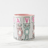 4 Buchstabenname Fun Kanbit Design Zweifarbige Tasse (Mittel)