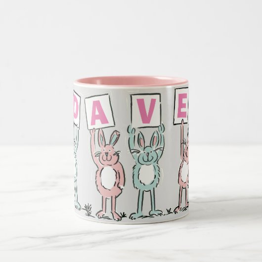4 Buchstabenname Fun Kanbit Design Zweifarbige Tasse (Mittel)