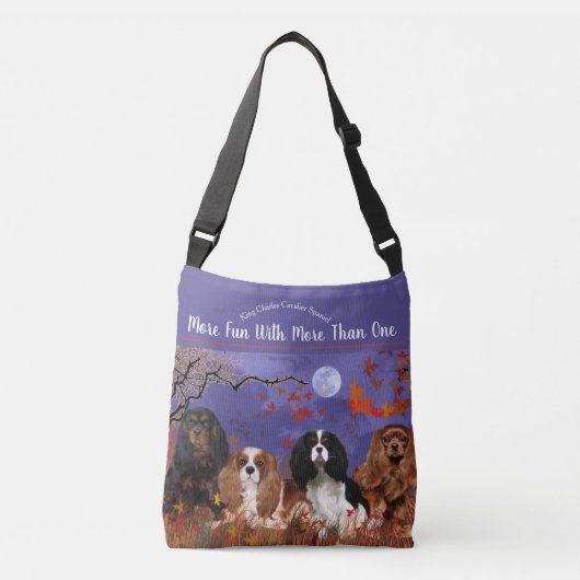 4 Cavalier King Charles mit Blätter Tote Bag Tragetaschen Mit Langen Trägern (Vorderseite)
