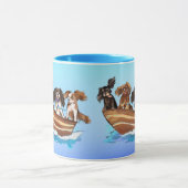 4 Cavalier King Charles Spaniels auf einem Boot Tasse (Zentrum)