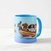 4 Cavalier King Charles Spaniels auf einem Boot Tasse (VorderseiteRechts)
