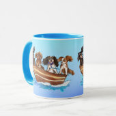 4 Cavalier King Charles Spaniels on a Boat Tasse (Vorderseite Links)