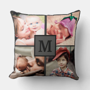 4 Collage Monogramm personalisieren Sie Ihre Fotos Kissen
