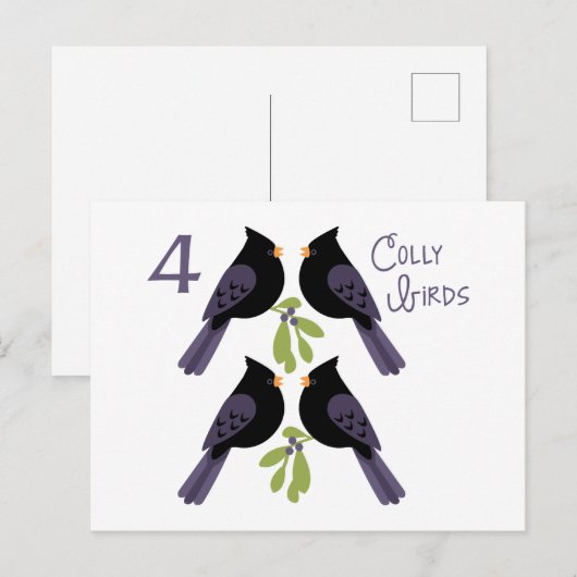 4 Colly Birds Postkarte (Vorne/Hinten)