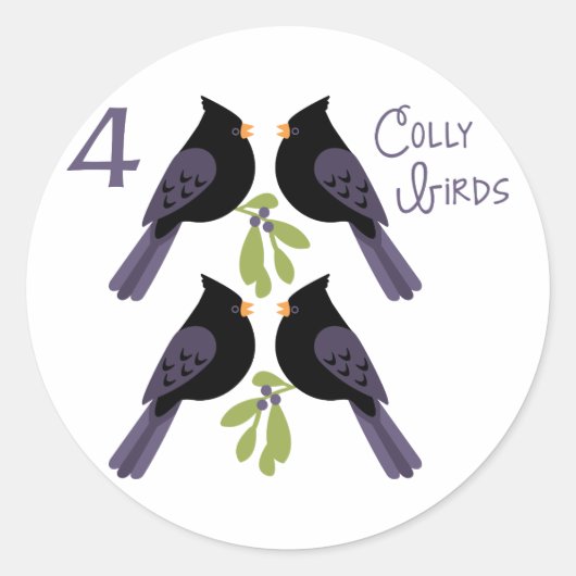 4 Colly Birds Runder Aufkleber (Vorderseite)