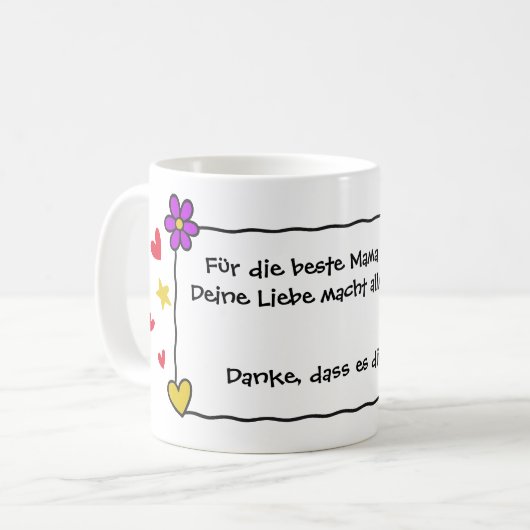 4 Color Doodle Frame 2 - eigener Text Kaffeetasse (Vorderseite Links)