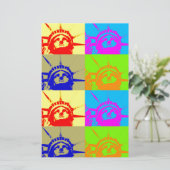 4 Color Pop Art Lady Liberty Briefpapier (Stehend Vorderseite)