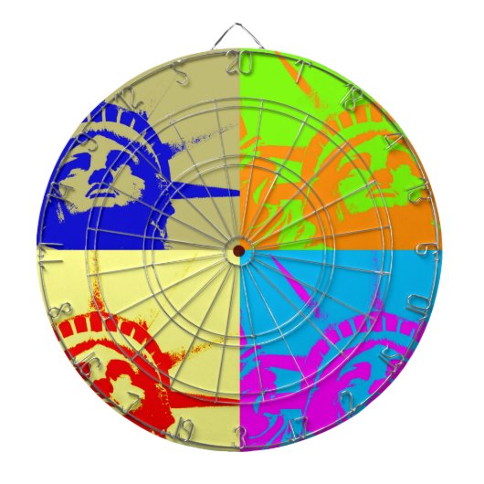 4 Color Pop Art Lady Liberty Dartscheibe (vorne)